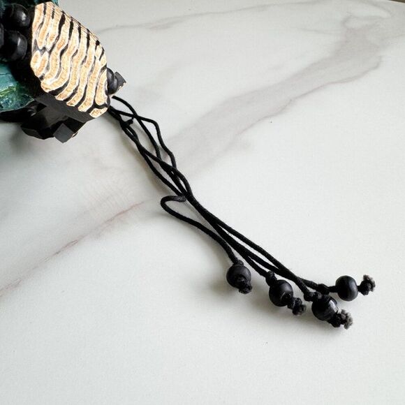 Vintage 90s Wood Square Tie Belt – Boho Style - Picture 3 of 4